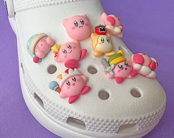 Shoe Charms Set | Pink Ball | Kawaii Cartoon Monster Mon Video Game Retro | Stocking Stuffers Gift