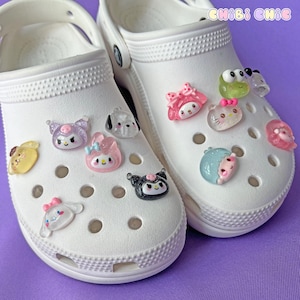 Shoe Charms Set | Glitter Kawaii Friends | l Cute Cartoon Character Family | Gifts | Pastel Clear Jelly Transparent