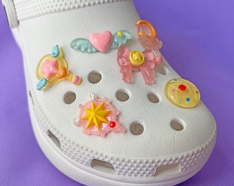 Magical Girl Shoe Charms: Kawaii Anime Scepter, Bow, Moon Set