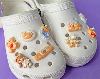 Shoe Charms Set | Cozy Bear | Glossy Kawaii Birthday Party Cute Animal Plushie | Christmas Gift