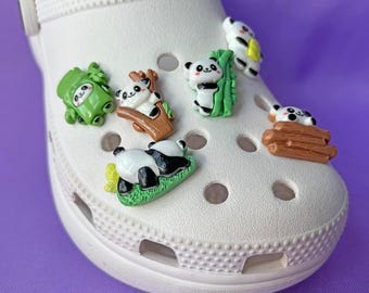 Shoe Charms Set | Bamboo Panda | Kawaii Cozy Animal Tree Plant Funny | Cute Stocking Stuffers Gift