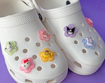 Flower San Friends : Kawaii Shoe Charms Set Friends Pastel Clear Jelly