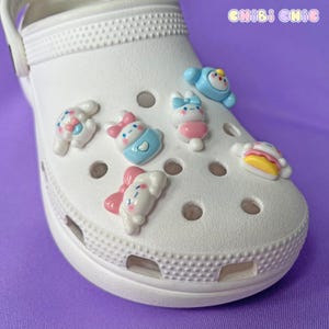 Shoe Charms Set | Coquette Dog | Glossy Kawaii Cute Cartoon Character Family Friends Coquette Bow Puppy Bunny | Gifts