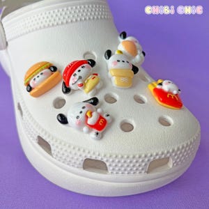 Shoe Charms Set | McDo Puppy | Glossy Kawaii Friend Family Cute Dog Cartoon Character | Fast Food Fries Burger Ice Cream | Gifts