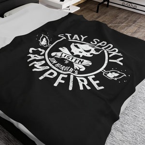 Stay Spooky™ Blanket. Paranormal Blanket, Campfire Blanket, Halloween Blanket, Spooky Decor, Fleece Blanket, Living Room Decor, Soft Blankie image 2