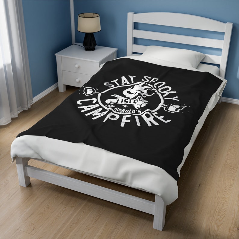 Stay Spooky™ Blanket. Paranormal Blanket, Campfire Blanket, Halloween Blanket, Spooky Decor, Fleece Blanket, Living Room Decor, Soft Blankie image 1