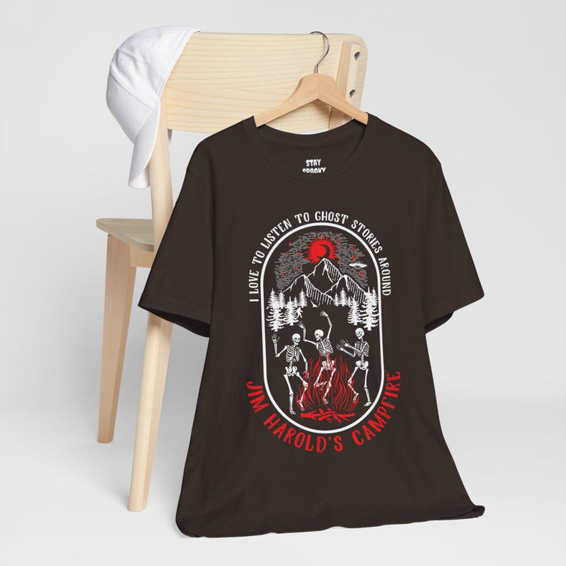 I Love to Listen to Ghost Stories Shirt, Skeleton Shirt, Halloween Shirt, Campfire Shirt, Ghost Stories Shirt, Jim Harold Campfire zdjęcie 2