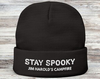 Stay Spooky® Knit Beanie, Stay Spooky® Embroidered Hat, Halloween Beanie, Jim Harold, Campfire Embroidered Hat