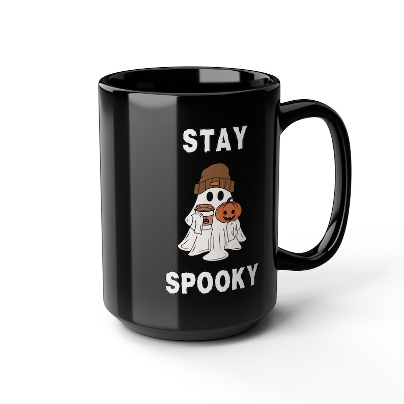 Stay Spooky™ Mug, Cute Ghost Coffee Mug, Ghost Holding Coffee Mug, Fall Mug, Halloween Mug, Jim Harold's Campfire imagem 3
