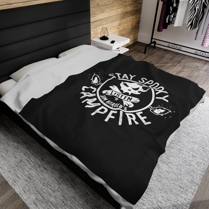 Stay Spooky™ Blanket. Paranormal Blanket, Campfire Blanket, Halloween Blanket, Spooky Decor, Fleece Blanket, Living Room Decor, Soft Blankie image 2