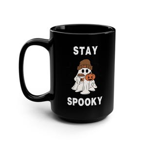 Stay Spooky™ Mug, Cute Ghost Coffee Mug, Ghost Holding Coffee Mug, Fall Mug, Halloween Mug, Jim Harold's Campfire imagem 2