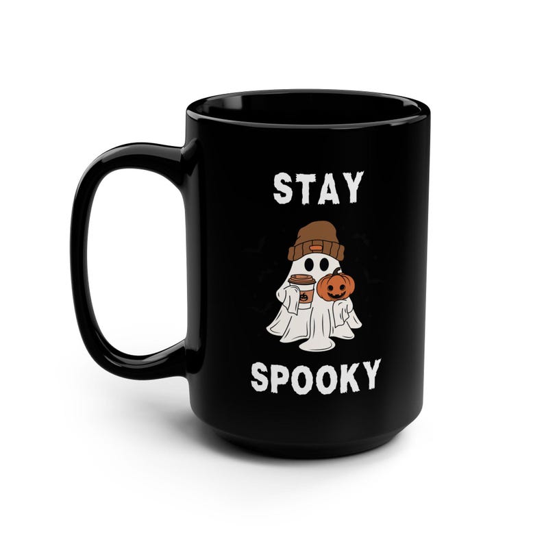 Stay Spooky™ Mug, Cute Ghost Coffee Mug, Ghost Holding Coffee Mug, Fall Mug, Halloween Mug, Jim Harold's Campfire imagem 2