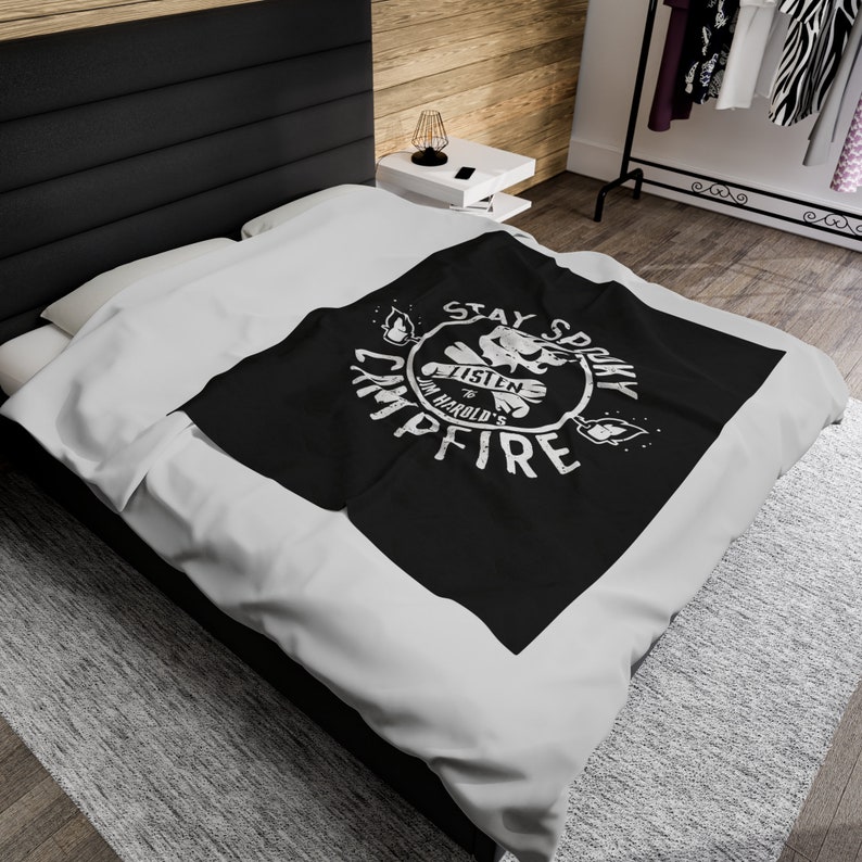 Stay Spooky™ Blanket. Paranormal Blanket, Campfire Blanket, Halloween Blanket, Spooky Decor, Fleece Blanket, Living Room Decor, Soft Blankie image 5