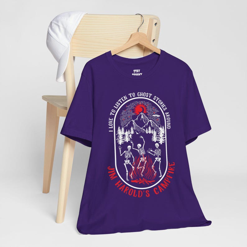 I Love to Listen to Ghost Stories Shirt, Skeleton Shirt, Halloween Shirt, Campfire Shirt, Ghost Stories Shirt, Jim Harold Campfire zdjęcie 7