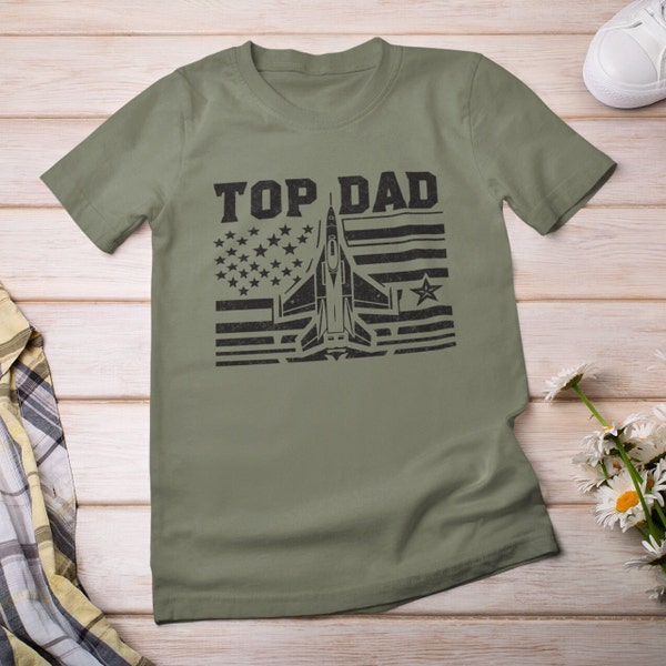 Retro Top Dad Shirt, Funny Gift for Military Pilots and New Dad on Fathers Day, TShirt for 80s Movie lover and Jet Fighter