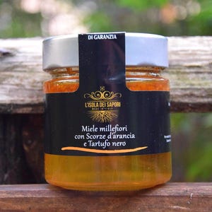 Honey with Black Truffle & Orange Zest – Organic Italian Honey – Gourmet Pairing for Cheese and Desserts