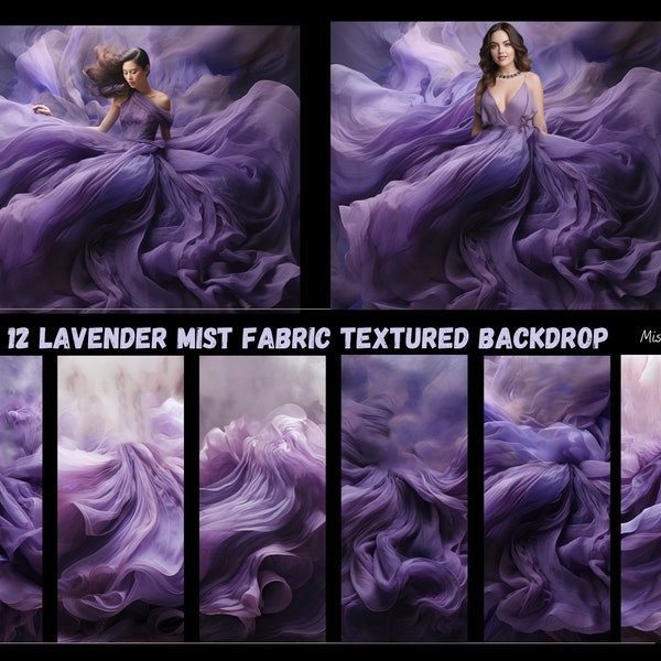 12 x Digital Backdrops in Lavender, Mist Fabric Textured Digital For Digital Photography, Tulle Overlay, Bridal Shower, Fabric Backdrops,