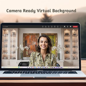 Zoom Professional Background Modern Office | Teams Meeting Backdrop | Virtual Background Business | Digital Download | Clean Neutral Design