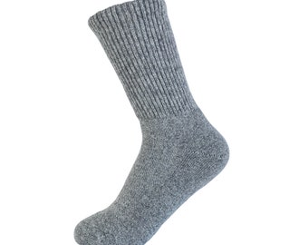 Mongolia MERINO 70% Wool Socks *Crew Organic Wool Socks * Hiking, Skiing, Outdoor. Winter Weatherproof Thick. S, M, L, XS Sizes US. Grey