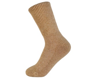 Mongolia MERINO 70% Wool Socks *Cosy Organic Wool Socks * Hiking, Skiing, Outdoor. S-M sizes US (38-40 EUR). Unisex Size. Salmon Beige