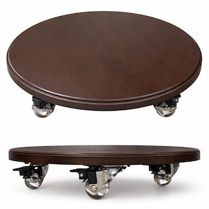 Drewniany stojak na doniczki Plant Caddy 12" na kółkach, wytrzymały, zmontowany, w kolorze brązowym, do użytku wewnątrz i na zewnątrz