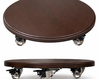 Soporte redondo para macetas Plant Caddy de 30 cm (12 pulgadas) con ruedas, resistente, ensamblado, color marrón, para uso interior o exterior.
