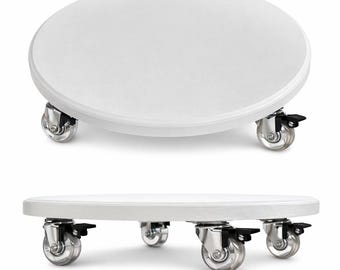 Plant Caddy 12" Rolling Wooden Wheeled Round Planter Stand, Heavy Duty, Assembled, Custom Colors, Indoor or Outdoor Use