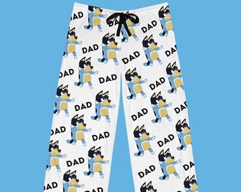 Herren Bluey Pyjama Hose, Bandit Pyjamas für Väter, Bluey Dad PJ's, Geschenk für Papa