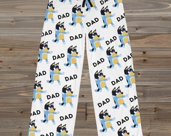 Pantalones de pijama azul para hombre, pijama bandido para papás, pijama de papá azul, regalo para papá