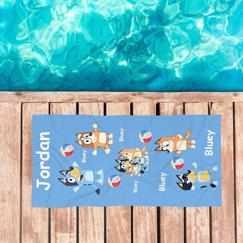 Bluey Beach Towel Kids Bluey & Bingo Towel Perfect Gift for Bluey Fans