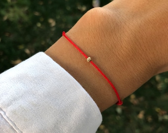 14k solid gold Red string bracelet, Kabbalah Bracelet, Protection cord, 14k Gold minimalist jewelry perfect gift for her