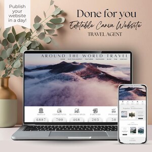 Reiseagent Canva Website Template, Rund um die Welt Luxus Design Modern, leicht zu bearbeiten, Done-for-You Inhalt
