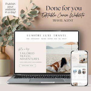 Reisebüro Canva Website Template, Luxus Design Modern, leicht zu bearbeiten, Done-for-You Inhalt