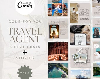 Vol 2. Ready-to-Post Travel Agent Social Media Kit - Posts, Stories & Reels in Canva Format