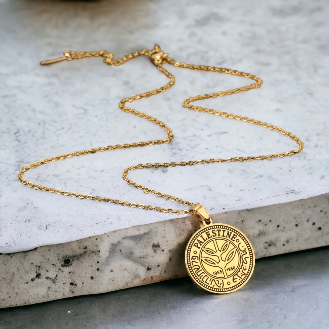 Palestine Gold Map Charm Necklace Palestine Support Pendant Etsy