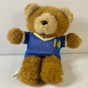 Vintage Brown Teddy Bear in a Jersey - 1985