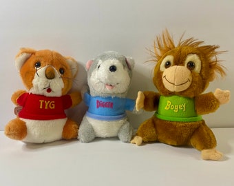 Vintage Shirt Tales Plush Set of 3 - Bogey Tyg Digger - Hallmark 1980&#39;s