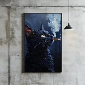 Cat Lover Wall Art, Modern Canvas Art, Abstract Cat Decor, Cat Art, Animal Glass Decor, Cat Canvas Decor, Oil Paint Style, Canvas Art