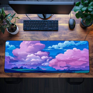 Kawaii Cloud Desk Mat Cute Desk Accessories, Anime Mouse Pad, Large Mousepad Pastel Pink Anime Gifts Extra Large, Extended, Best Sellers