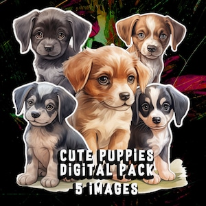 Dogs Clipart Bundle | 5 Cute Dog PNG Printable, Dogs for Card Making, Printing, Paper Craft, Sublimation - Commercial Use