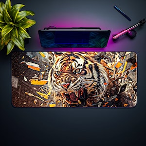 Desk Pad Tiger Animal Feline, Gaming Mouse pad, Mouse Mat, 3 Sizes, Laptop Mat, Gaming Setup, Trendy Workspace, Desk Accessory Deco