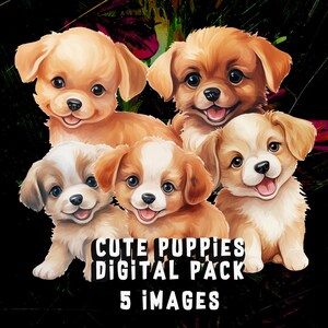 Dogs Clipart Bundle | 5 Cute Dog PNG Printable, Dogs for Card Making, Printing, Paper Craft, Sublimation - Commercial Use