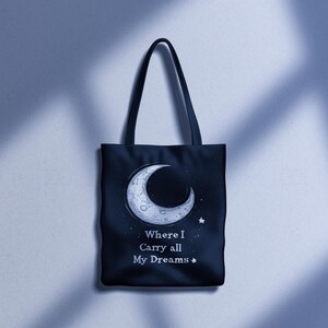 Celestial Moon Tote - Cosmic & Magical Canvas Bag, Perfect for Dreamy Thinkers, Writers Readers Artists, Moon Lover Gift