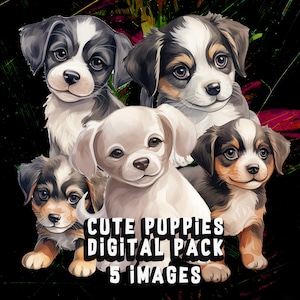 Dogs Clipart Bundle | 5 Cute Dog PNG Printable, Dogs for Card Making, Printing, Paper Craft, Sublimation - Commercial Use