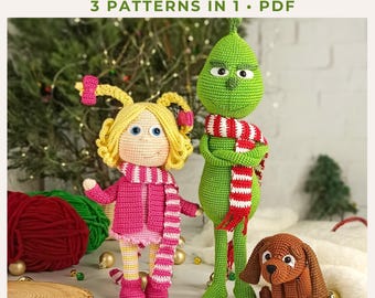 Wzór na szydełko świątecznego złodzieja amigurumi w formacie PDF – zielona lalka złoczyńca
