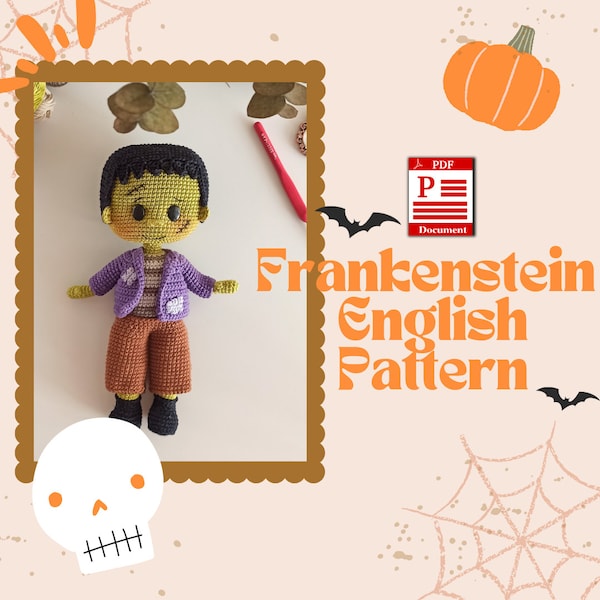 Frankenstein Doll English Crochet Pattern, Frankenstein Pattern, Helloween doll