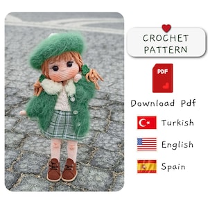 Winter amigurumi Doll Crochet Pattern,amigurumi pdf tutorial,amigurumi doll pattern,winter doll, pdf in english,pdf download,crochet doll
