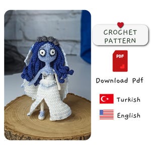 Corpse Bride crochet pattern, Corpse Bride Amigurumi Pattern, Helloween Pattern