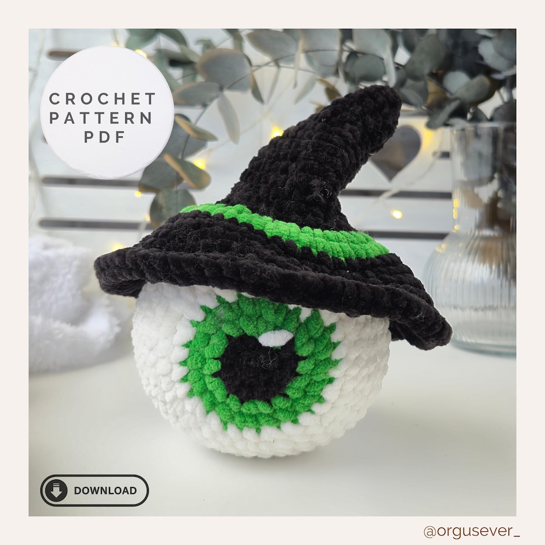 Halloween Crochet Pattern PDF - Spooky Witch Eyeball With Hat ...