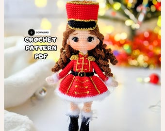 Patrón de Cascanueces Amigurumi – Muñeco Soldado Navideño – Juguete de Crochet en PDF – Adorno Navideño DIY - Patrón para Principiantes